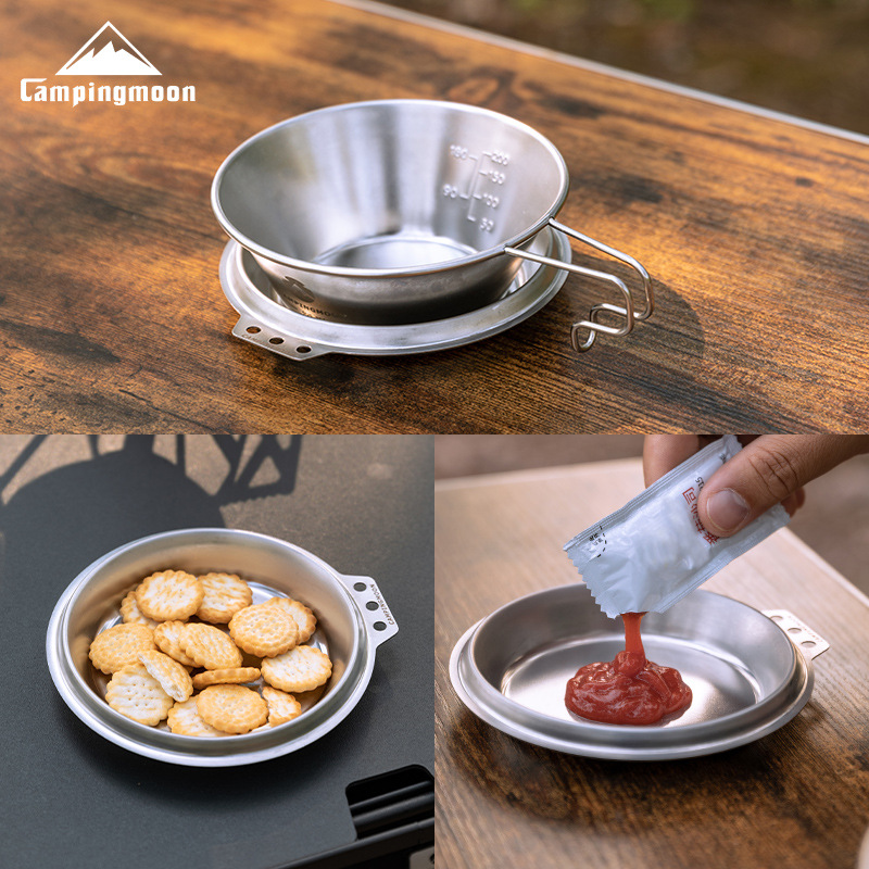 Camping Cooking Frying Pan - CAMPINGMOON S-SD Thickened Stainless Steel Fry