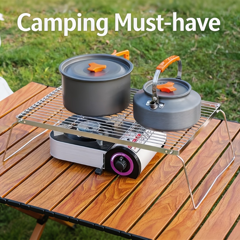 Camping Cooking Griddle - Portable Foldable Stainless Campfire Stand –