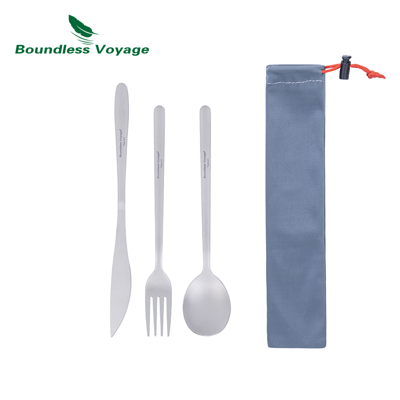 Camping Cooking Cutlery Set - Boundless Voyage Titanium Dinner Set Camping
