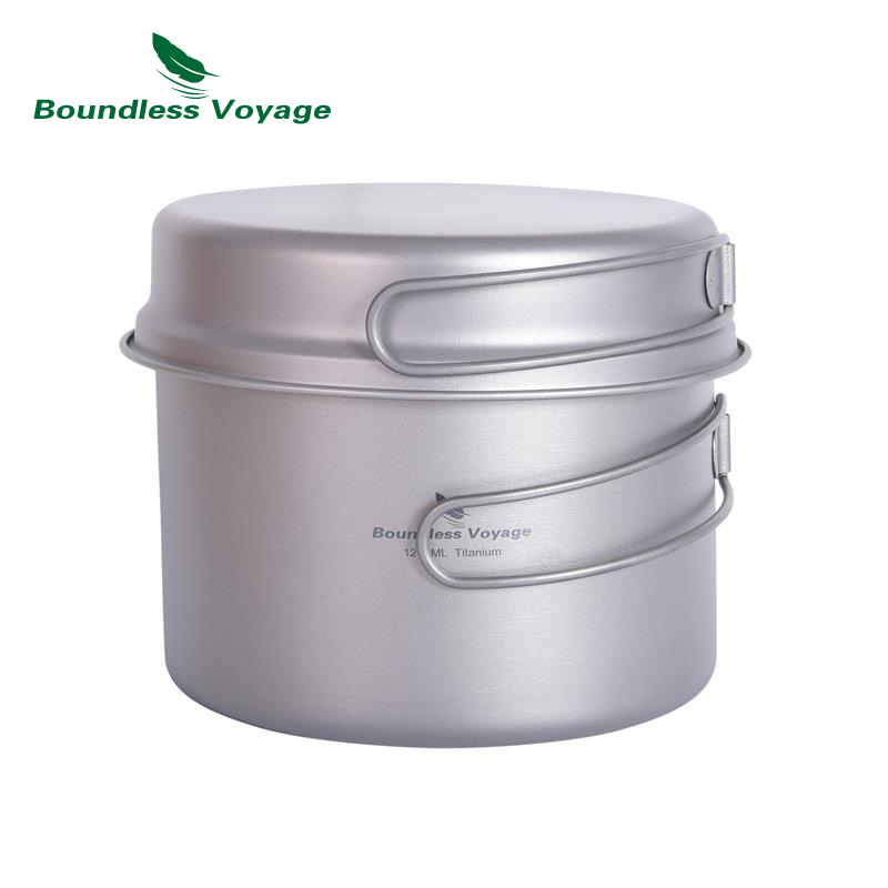 Camping Cooking Mess Kit - Boundless Voyage Titanium Pot & Frying