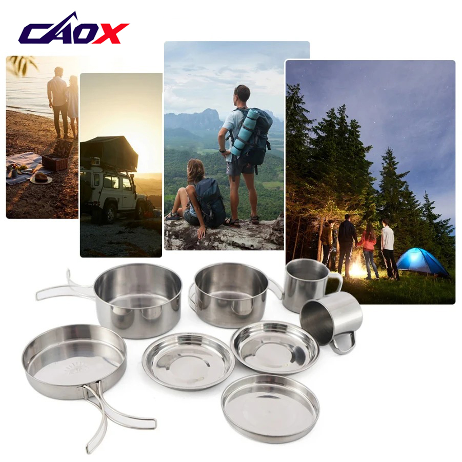 CAOX 8pcs/Set Camping Cookware - огляд і ціна Camping Cooking Mess Kit