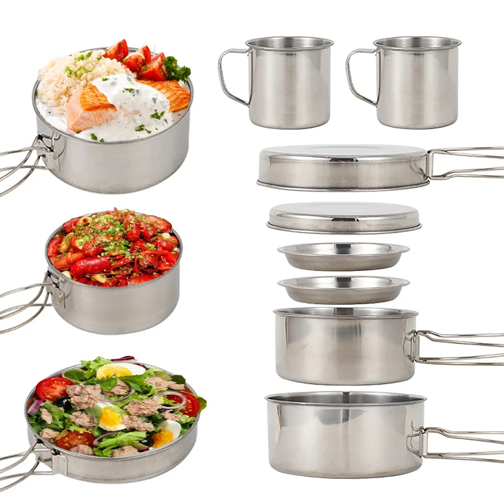 8pcs/Set Camping Cookware Mess - огляд і ціна Campfire Cooking Anime