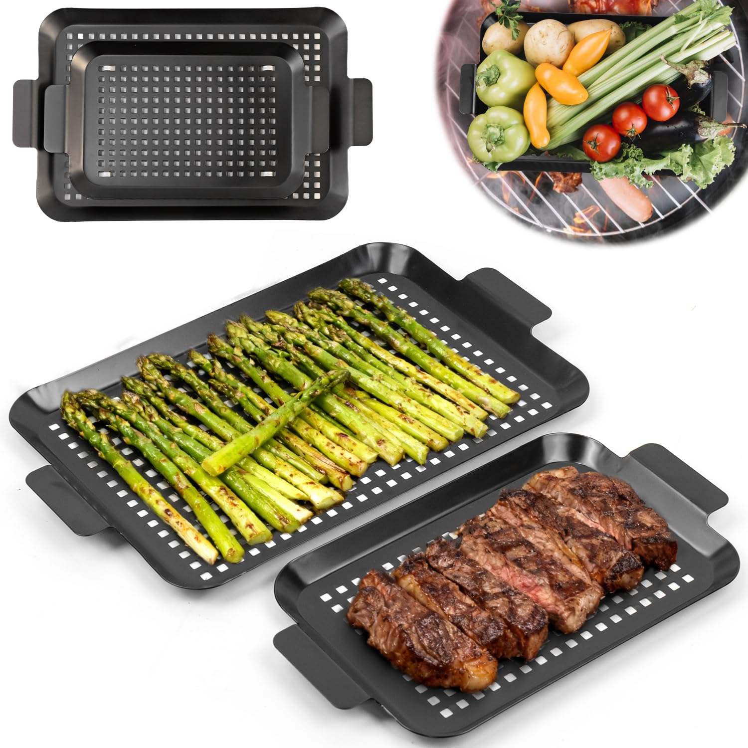 2PCS Grill Pan, Grill Topper f - огляд і ціна Camping Cooking Griddle