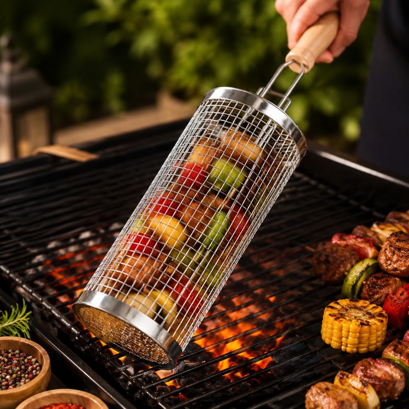 Round Barbecue Grill Basket Se - огляд і ціна Camping Cooking Griddle