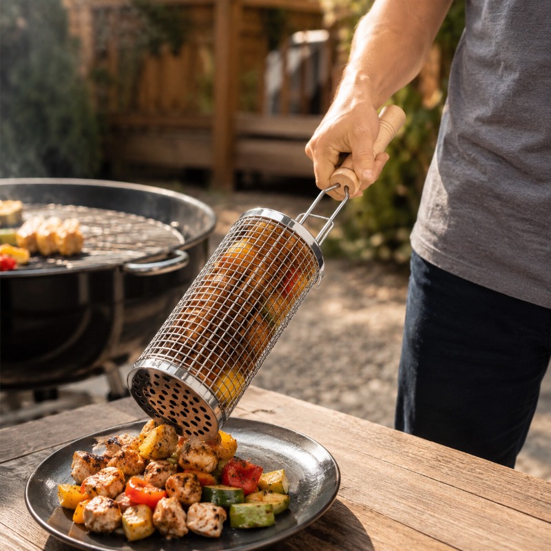 Round Barbecue Grill Basket Se - огляд і ціна Camping Cooking Griddle