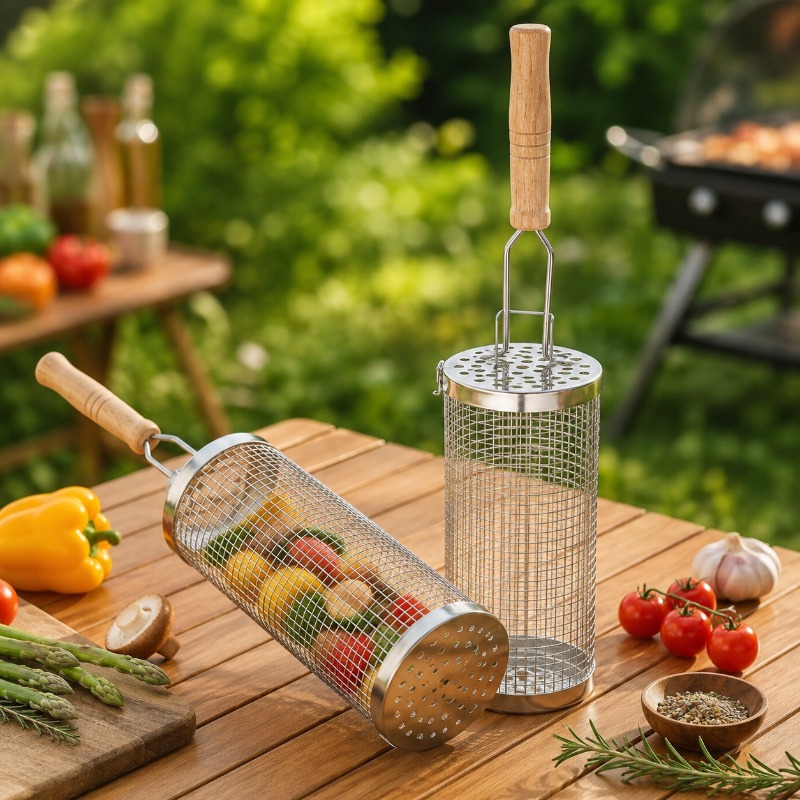 Round Barbecue Grill Basket Se - огляд і ціна Camping Cooking Griddle